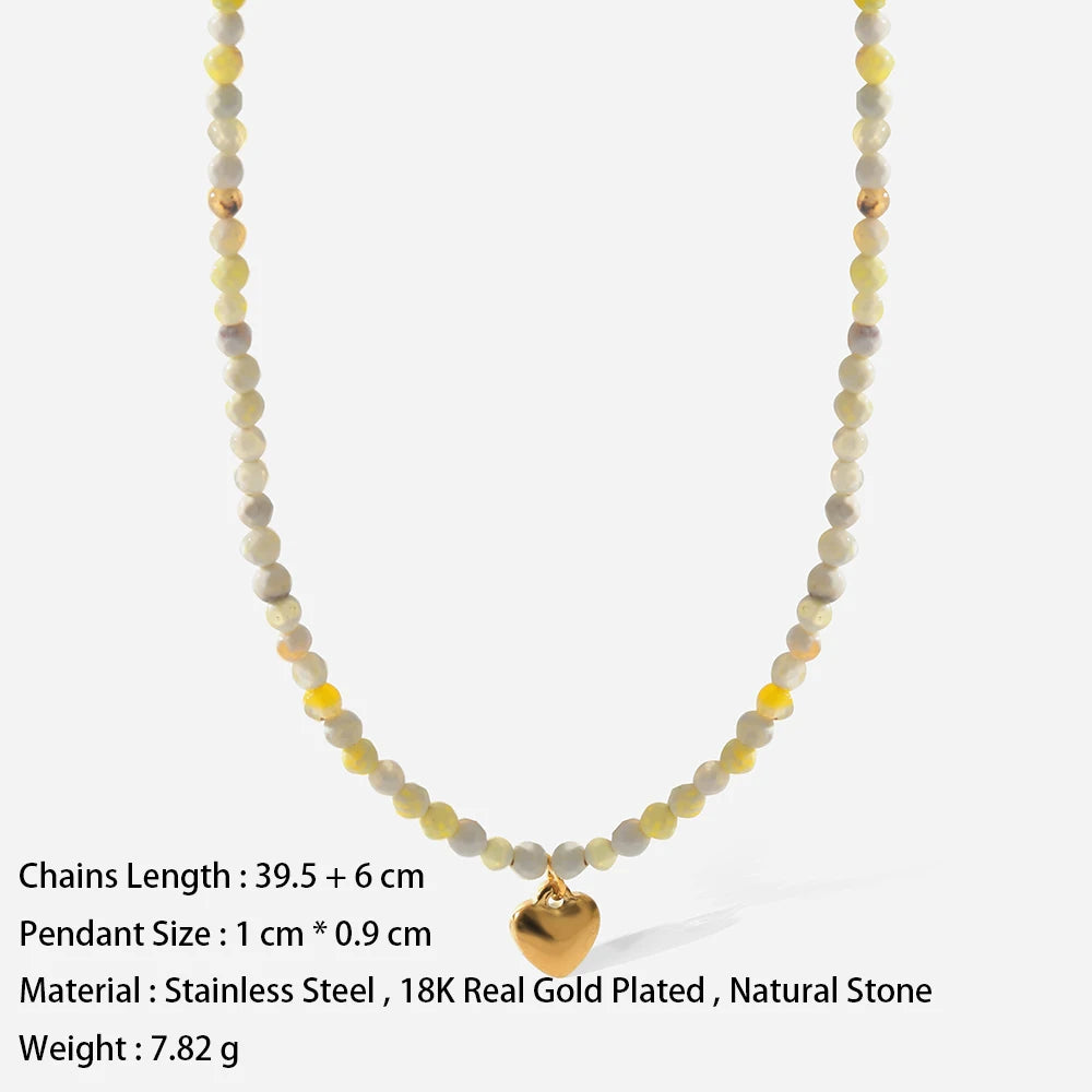 Natural Stone Necklace 18K Gold