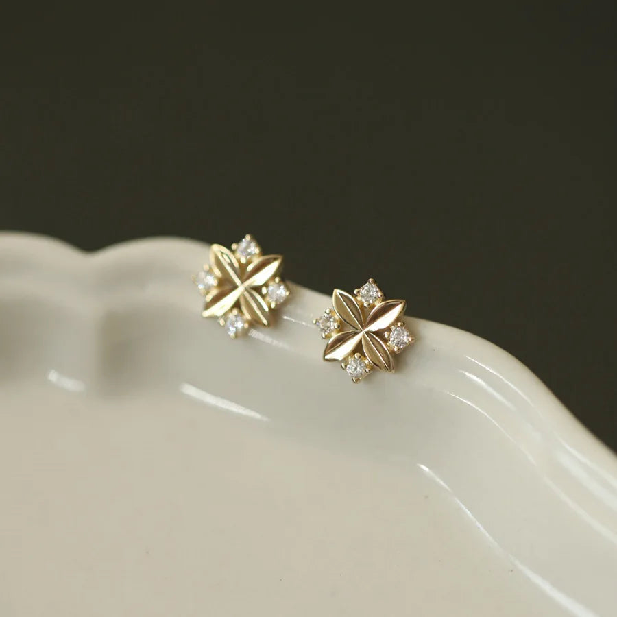 Rhombus Cross Flower Earrings