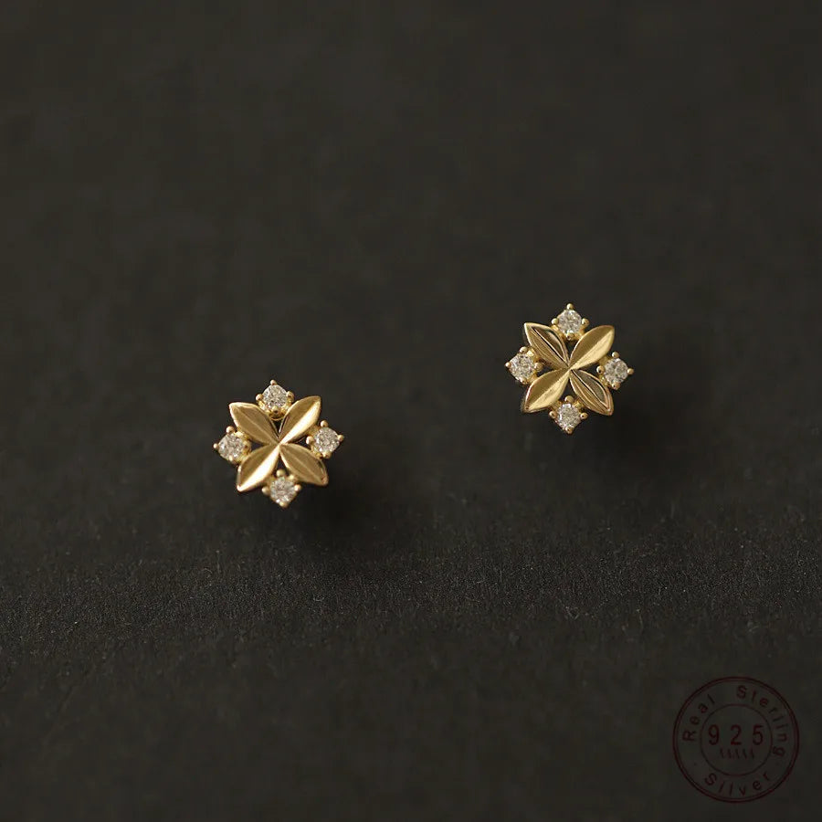 Rhombus Cross Flower Earrings