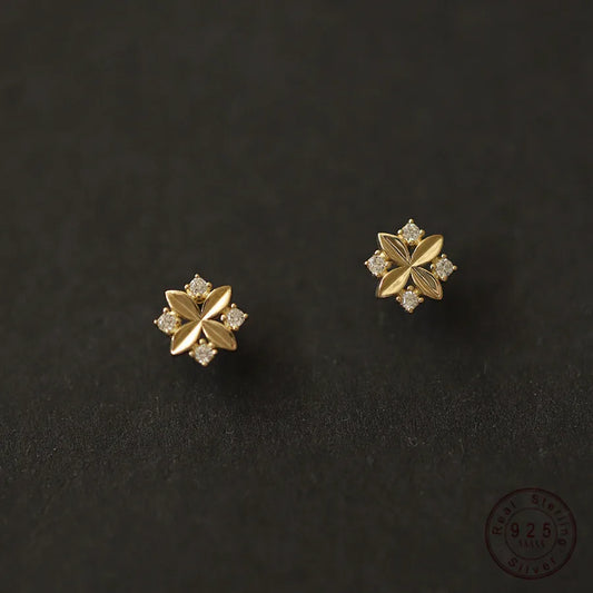 Rhombus Cross Flower Earrings