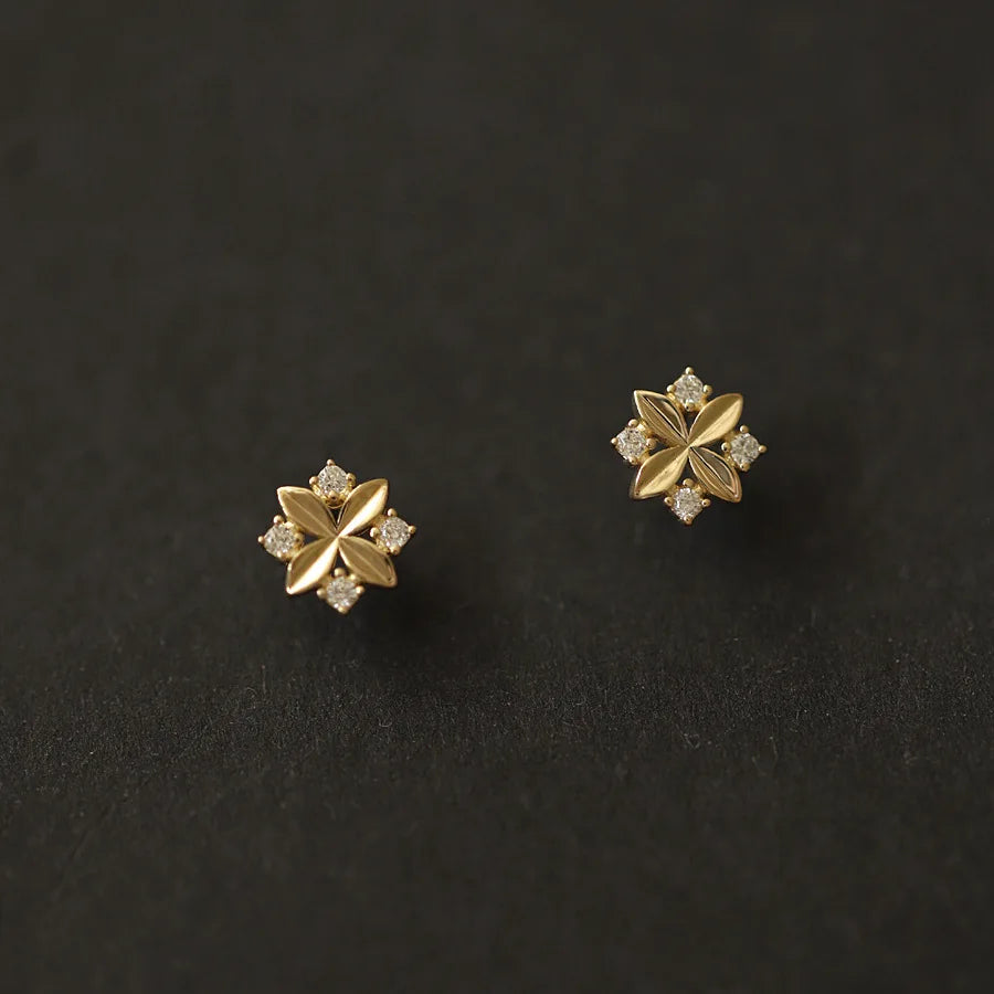 Rhombus Cross Flower Earrings