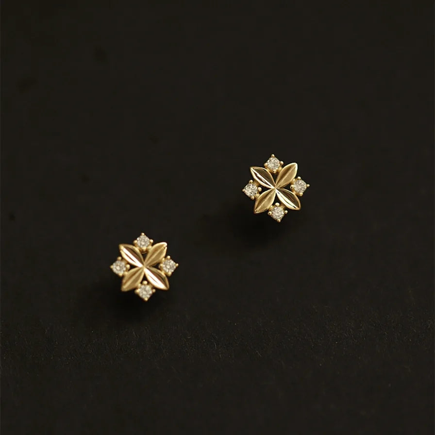 Rhombus Cross Flower Earrings