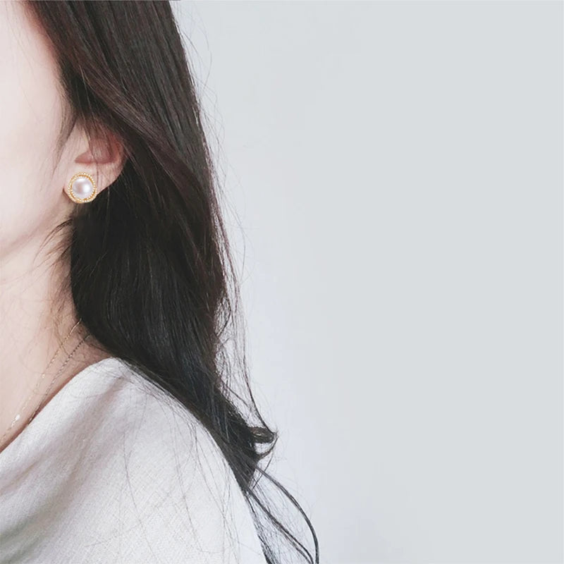 ZHBORUINI Bird's nest Pearl Jewelry Sets Natural Freshwater Pearl Necklace Earrings Zircon Cover With 14k Gold Leaf For Women