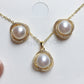 ZHBORUINI Bird's nest Pearl Jewelry Sets Natural Freshwater Pearl Necklace Earrings Zircon Cover With 14k Gold Leaf For Women