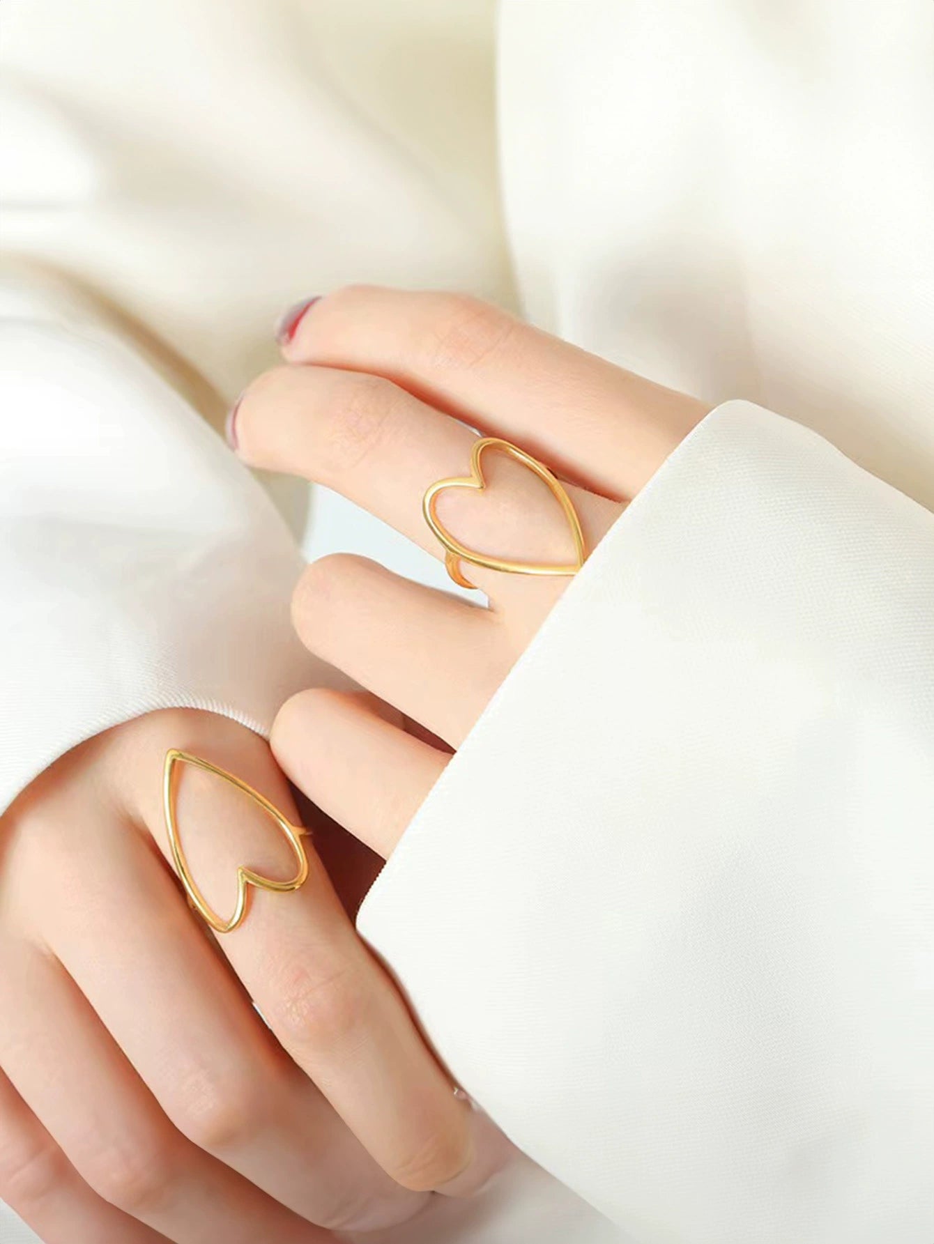 [Titanium Steel Waterproof] Heart Series Ring Female Special-Interest Design Minimalist Girlish Style Accessories Summer New Arrival