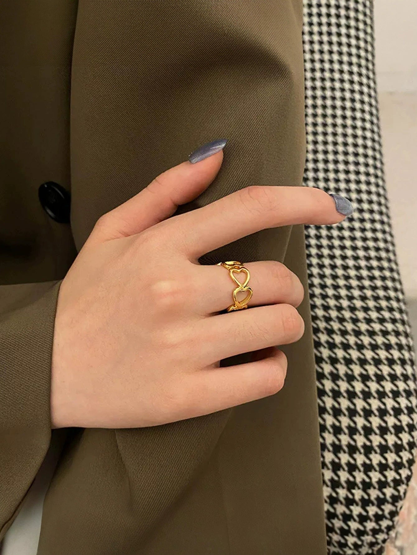 [Titanium Steel Waterproof] Heart Series Ring Female Special-Interest Design Minimalist Girlish Style Accessories Summer New Arrival