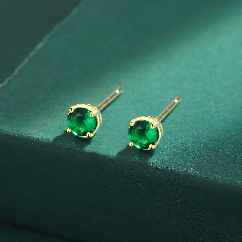 Emerald Round Full Diamond Stud Earring