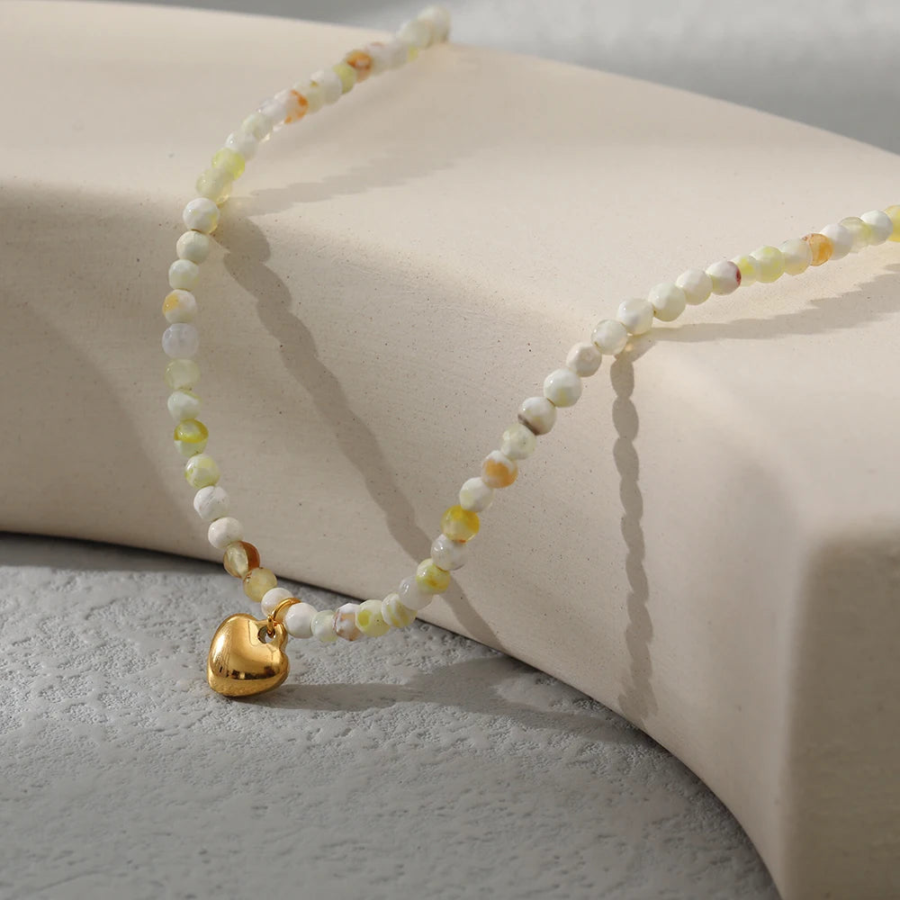 Natural Stone Necklace 18K Gold