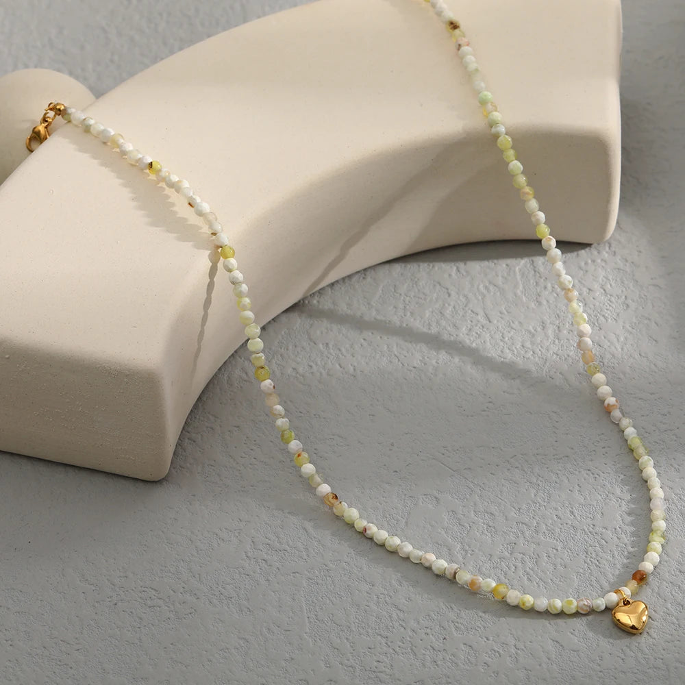 Natural Stone Necklace 18K Gold