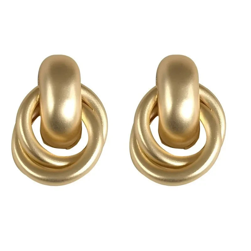 Matte Gold Hoop Round Earrings