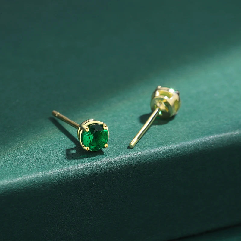 Emerald Round Full Diamond Stud Earring