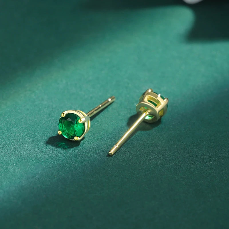 Emerald Round Full Diamond Stud Earring