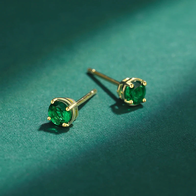 Emerald Round Full Diamond Stud Earring