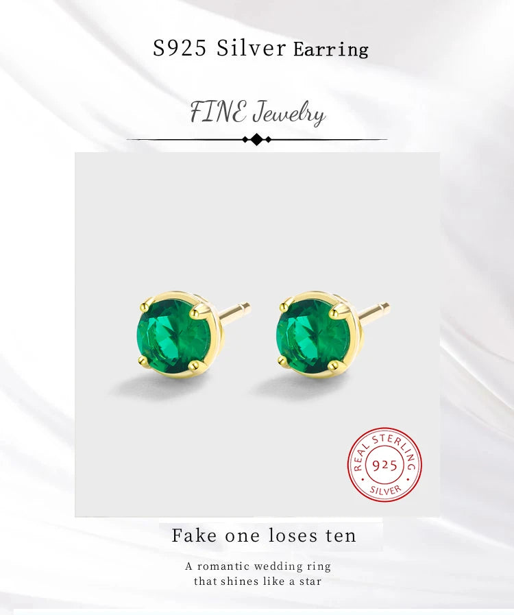 Emerald Round Full Diamond Stud Earring