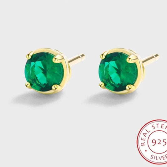 Emerald Round Full Diamond Stud Earring