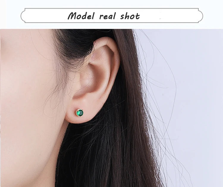 Emerald Round Full Diamond Stud Earring
