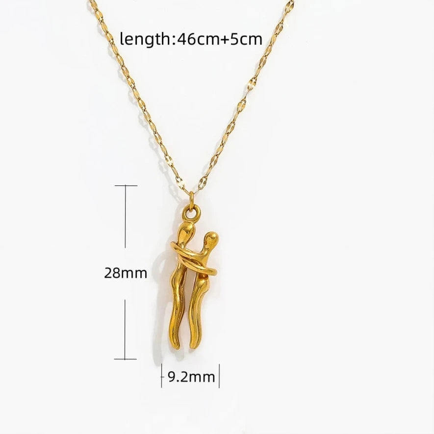 Love Couple Hug Pendant Necklace