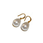 Sea White Baroque Pearl Earrings 14K Yellow Gold