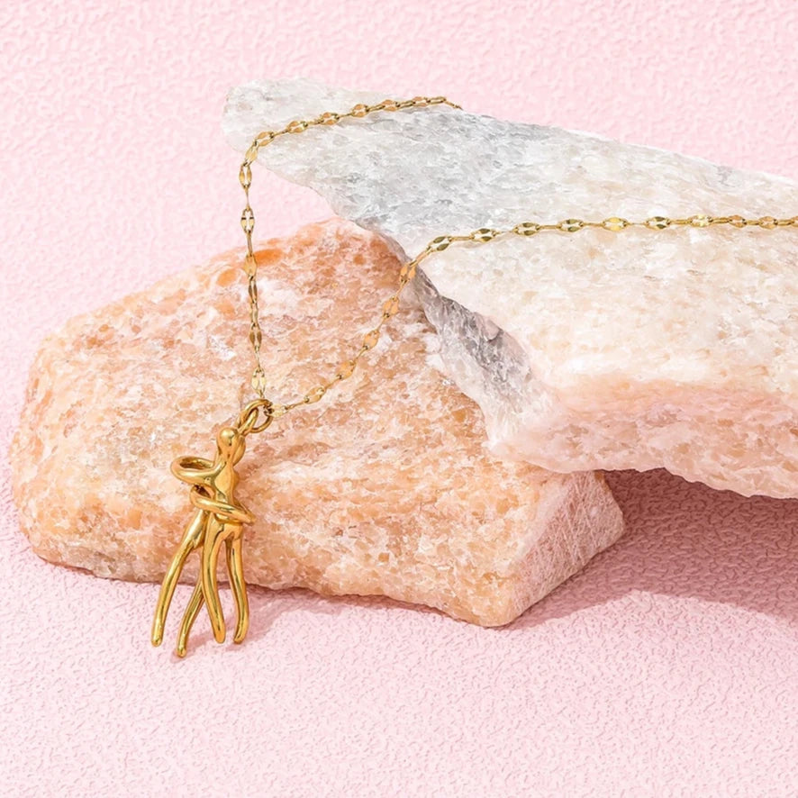 Love Couple Hug Pendant Necklace