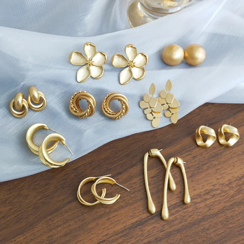 Matte Gold Hoop Round Earrings