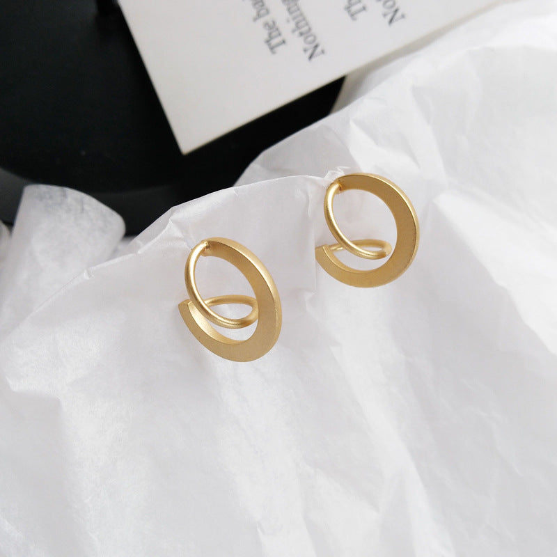 Matte Gold Hoop Round Earrings