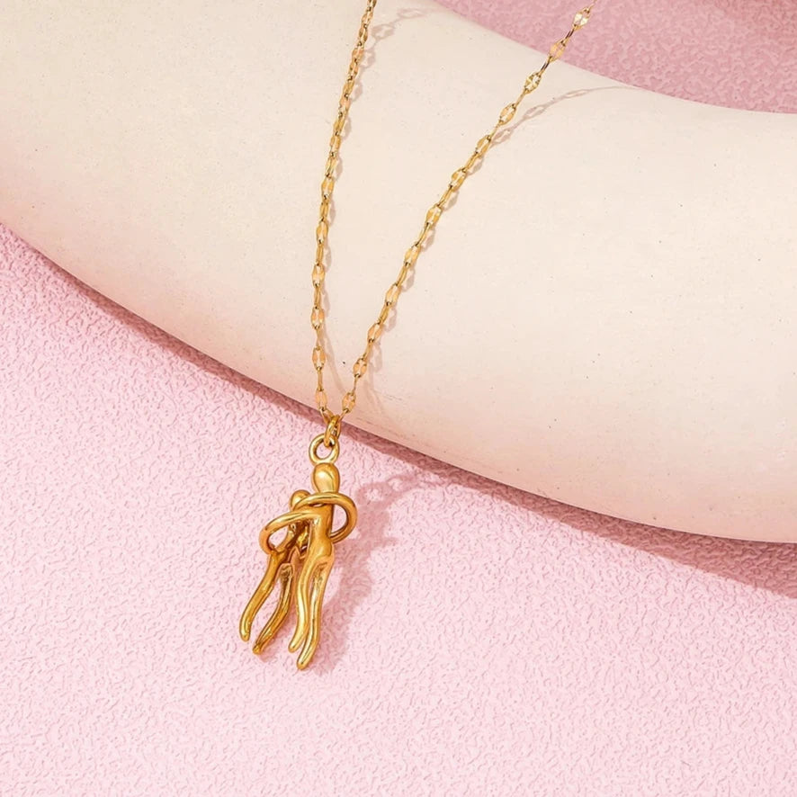 Love Couple Hug Pendant Necklace