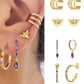 Gold Plated Hoop Bee Stud Earrings