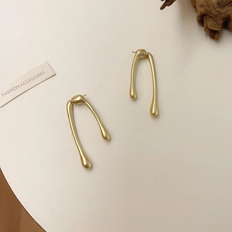 Matte Gold Hoop Round Earrings