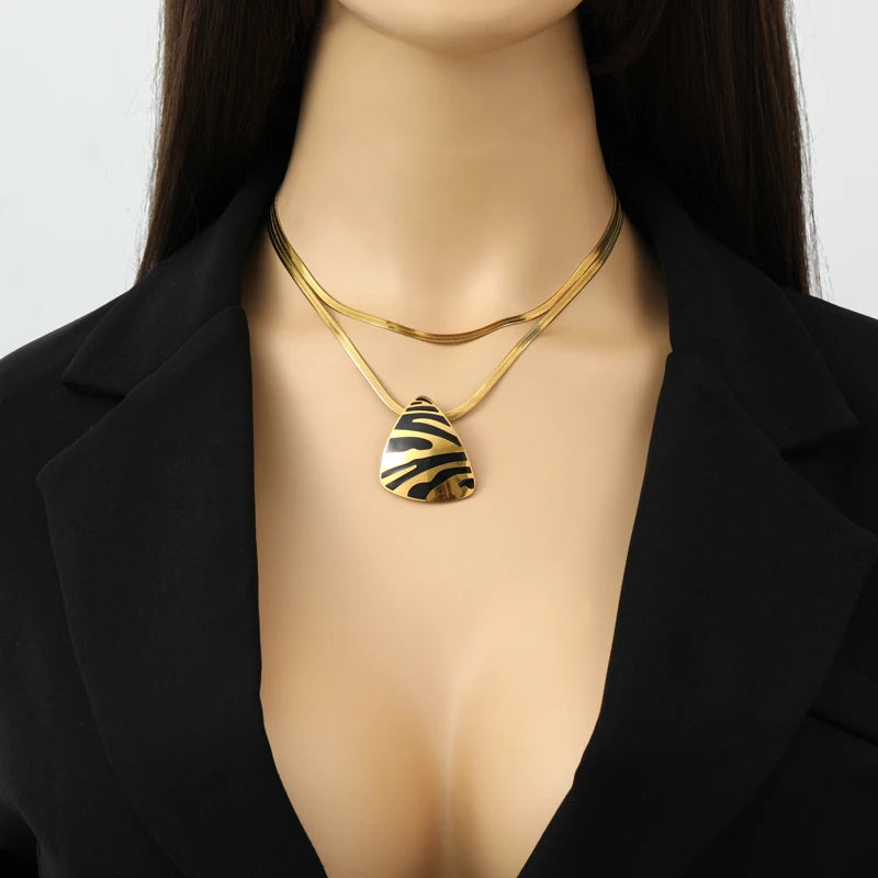 Geometric Butterfly Tiger Print Necklace