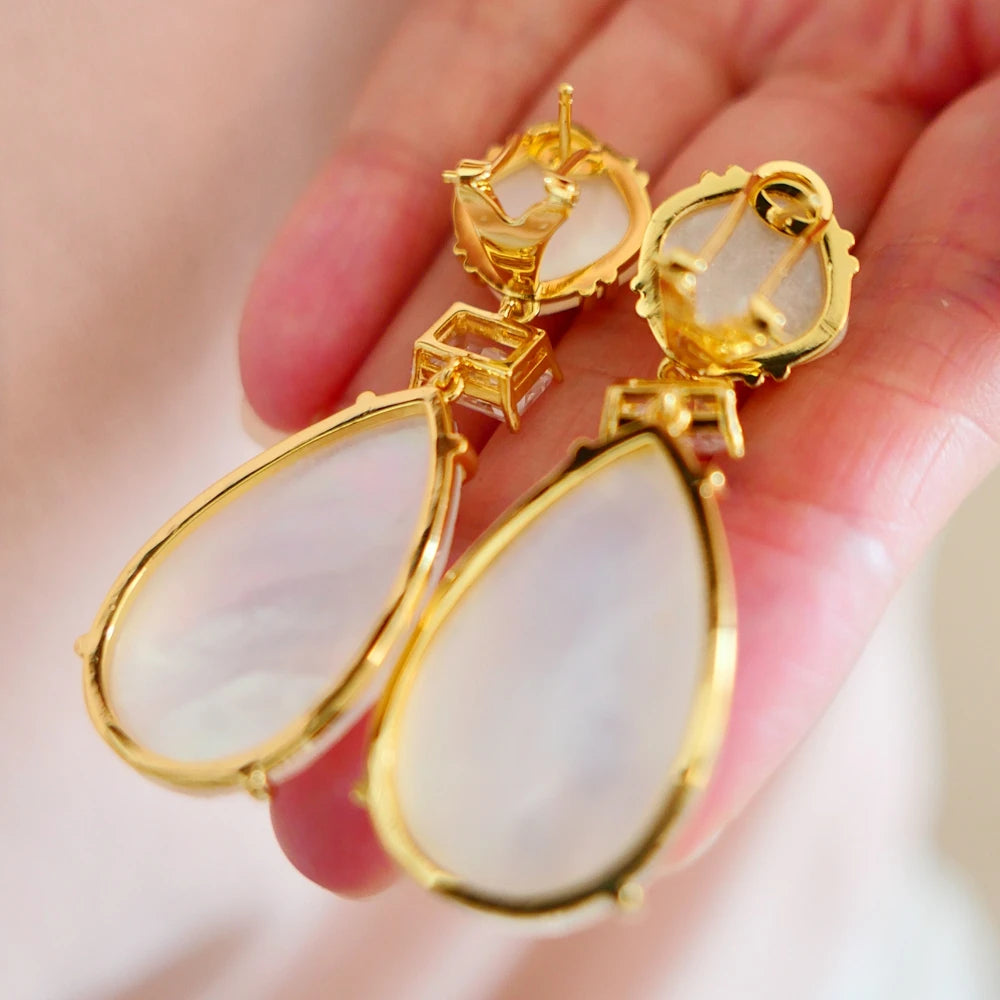 Natural Pearl Long Drop Earrings