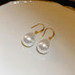 Sea White Baroque Pearl Earrings 14K Yellow Gold